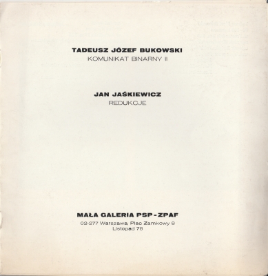 Bukowski Tadeusz Józef, Jaśkiewicz Jan Komunikat binarny II Redukcje 205651.