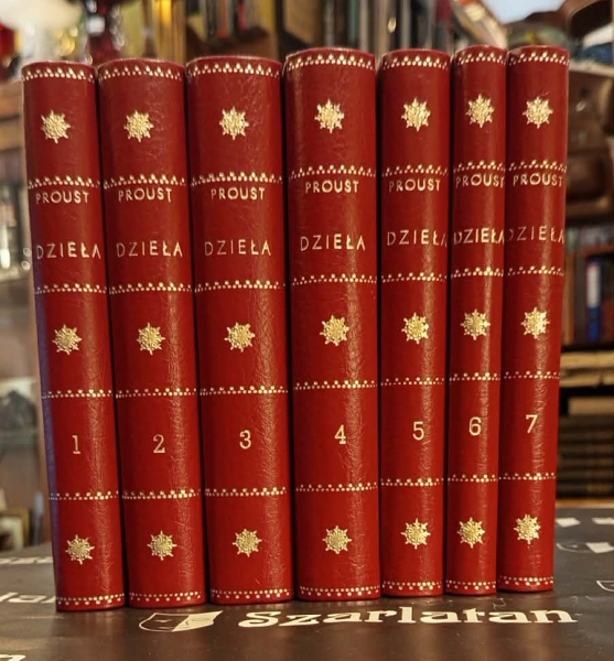 Proust Marcel W poszukwanie straconego czasu W poszukwaniu straconego czasu t. 1-7  [PREZENT]
  T.1 W stronę Swanna
T.2 W cieniu zakwitających dziewcząt
T.3 Strona Guermantes
T. 4 Sodoma i Gomora
T. 5 Uwięziona
T. 6 Nie ma Albertyny
T.7 Czas Odnaleziony                154338.
